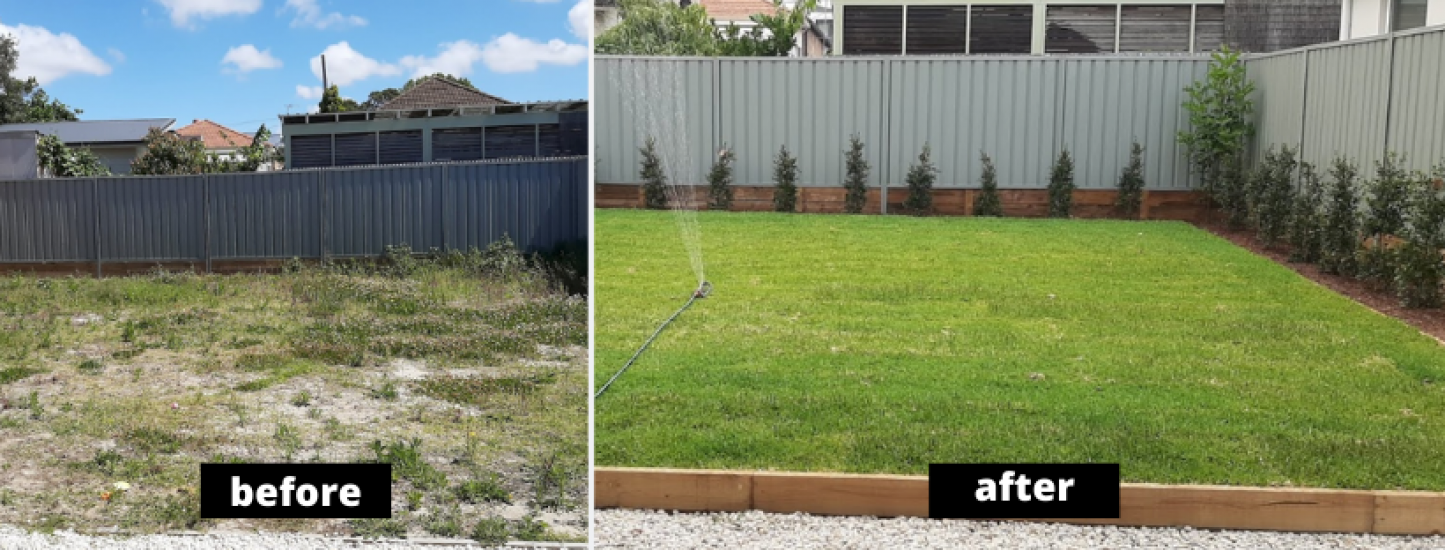 before and after of grass landscaping