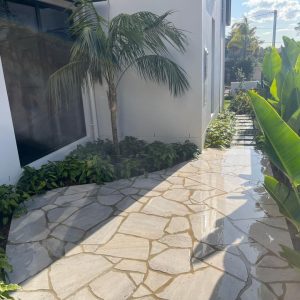 Natural stone crazy paving side path - Stone and Living Landscapes Sunshine Coast